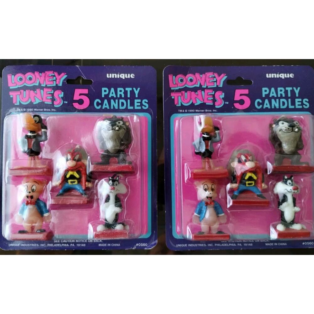 Looney Tunes Party Candles Vintage 1990 (5 Each) Lot Of 2
